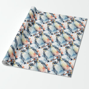 Niedlicher Pinguin Wasserfarbe Tier wild Geschenkpapier