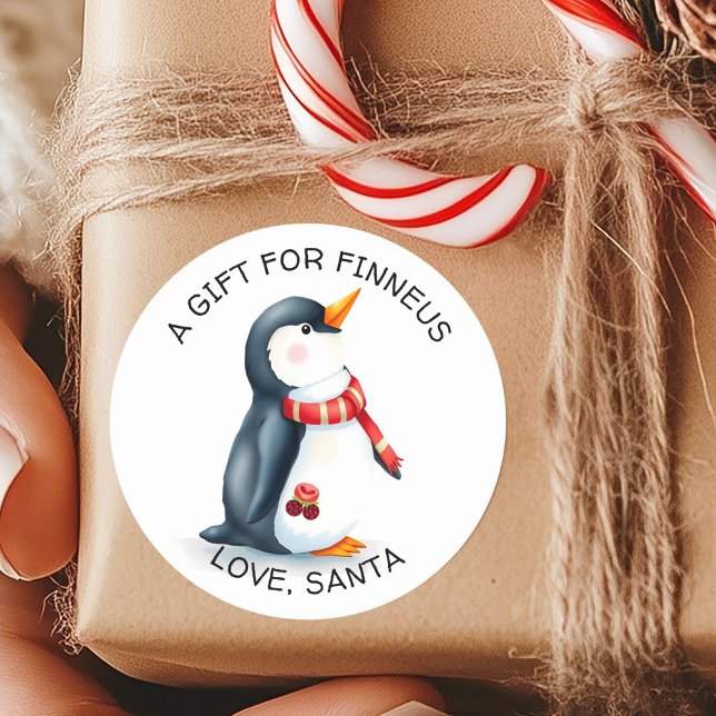 Niedlicher Pinguin - Weihnachten von und zu Runder Aufkleber (Von Creator hochgeladen)
