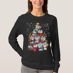 Niedlicher Pinguin Weihnachtsbaum Lichter Dekorati T-Shirt