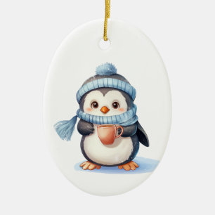 🐧 Niedlicher Pinguin Weihnachtsbaum - Urlaubshaus Keramik Ornament