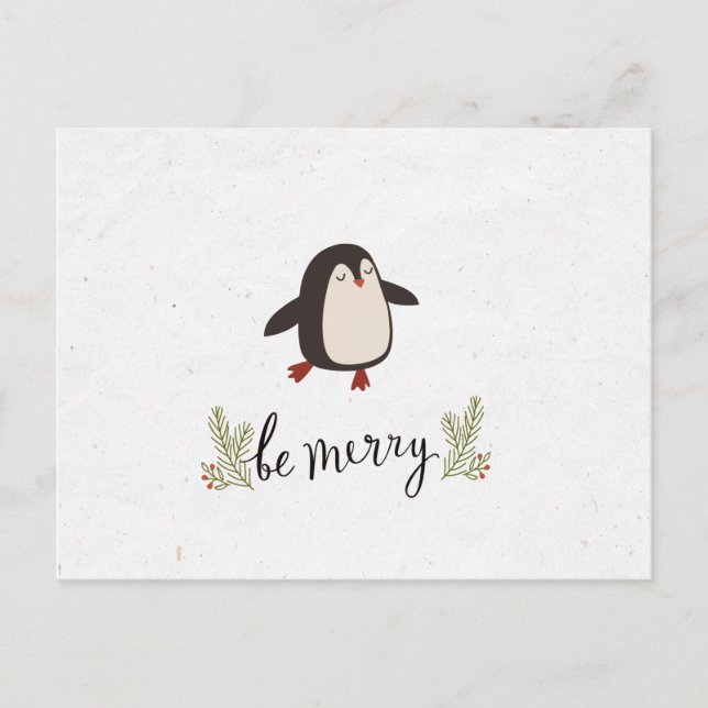 Niedlicher Pinguin-Weihnachtsgrüße Ankündigungspostkarte (Vorderseite)