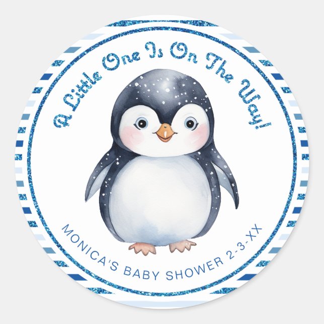 Niedlicher Pinguin Winter Baby-Aufkleber Runder Aufkleber (Vorderseite)