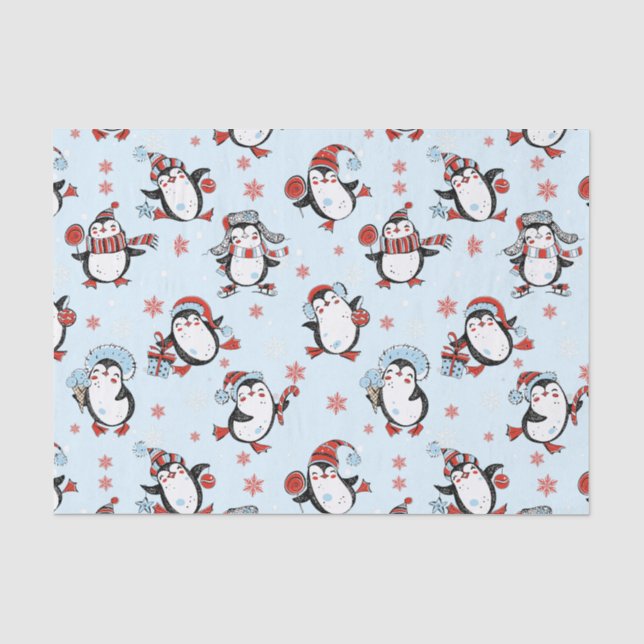 Niedlicher Pinguin Wintersaisonmuster Seidenpapier (Vorderseite)