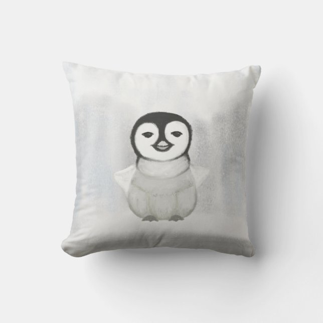 niedlicher Pinguin zeichnend Kissen (Vorderseite)