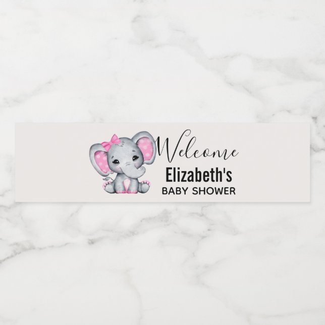 Niedlicher Pink Baby Elephant mit Polka Dot Oars (Einzelnes Label)