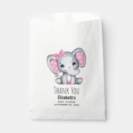 Niedlicher Pink Baby Elephant mit Polka Dot Oars Geschenktütchen