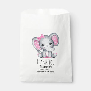 Niedlicher Pink Baby Elephant mit Polka Dot Oars Geschenktütchen