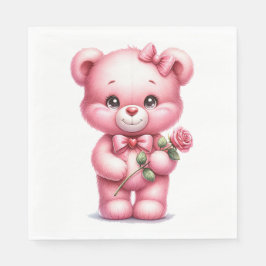 NIEDLICHER PINK BABY MÄDCHEN MIT ROSE SERVIETTE