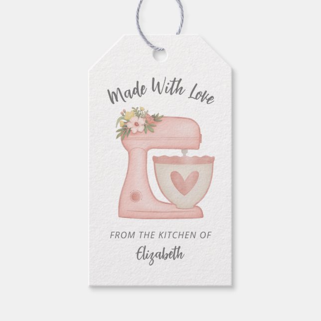 Niedlicher Pink-Bäckerei-Mixer aus Liebe-Geschenke Geschenkanhänger (Vorderseite)
