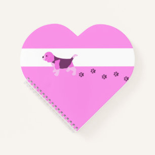 NIEDLICHER PINK-BEAGLE-PUPPY-HUND MIT ZEICHENDRUCK NOTIZBUCH