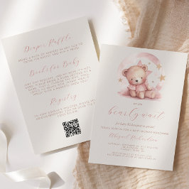 Niedlicher Pink Bear QR Code Girl Baby Shooter Einladung
