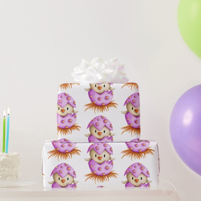 Niedlicher Pink Bird Schläger Girl Baby Dusche Geschenkpapier (Partygeschenke)