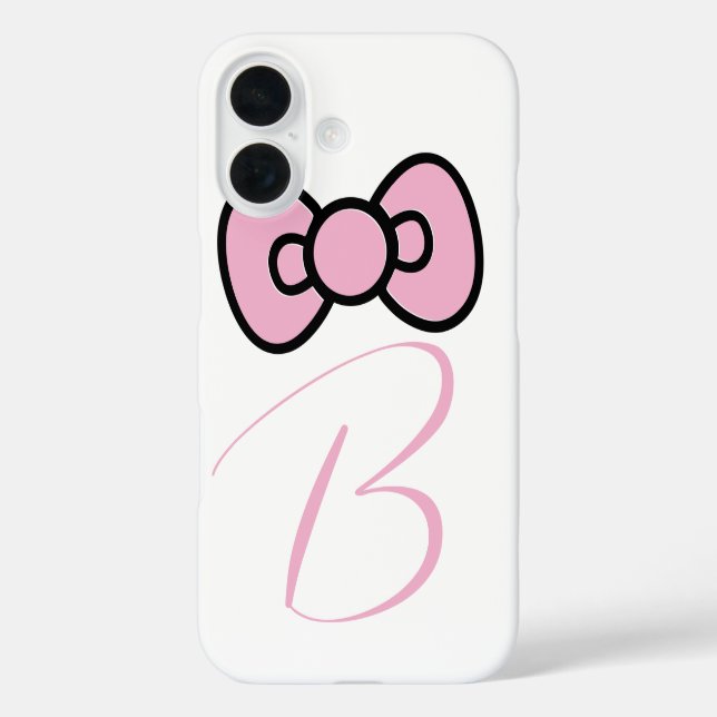 Niedlicher Pink Bow Whimsical iPhone 16 Hülle (Rückseite)