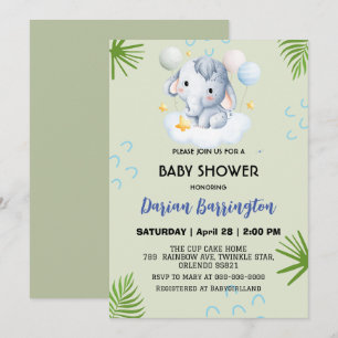 Niedlicher Pink-Elefant-Krug-Blume Babydusche Kind Einladung