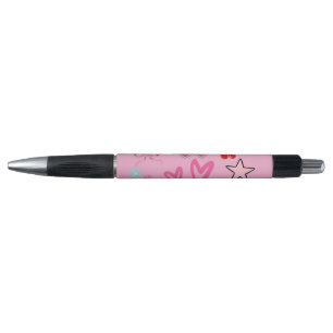 Niedlicher Pink Kawaii Pen mit Herz, Sternen und K Kugelschreiber