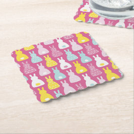 Niedlicher Pink Oaster Kaninchenpapier Untersetzer