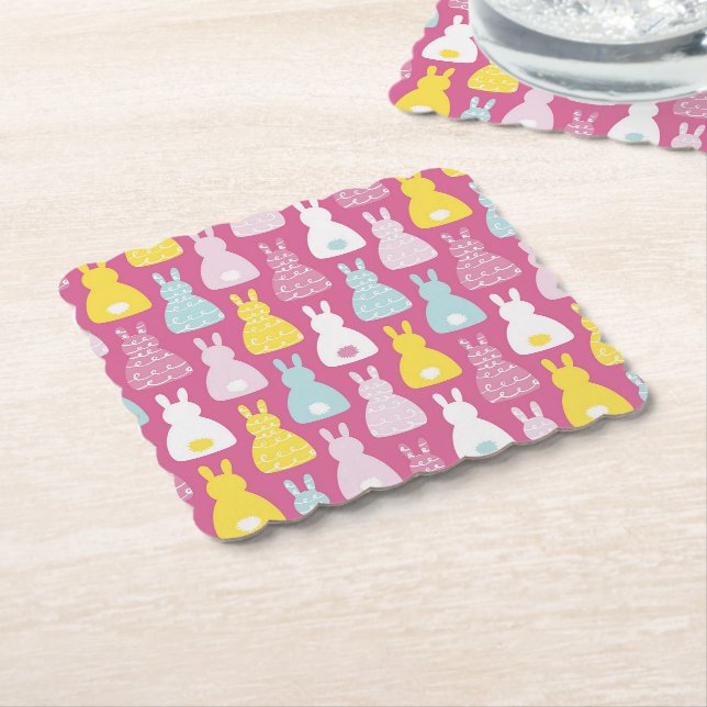Niedlicher Pink Oaster Kaninchenpapier Untersetzer (angewinkelt)