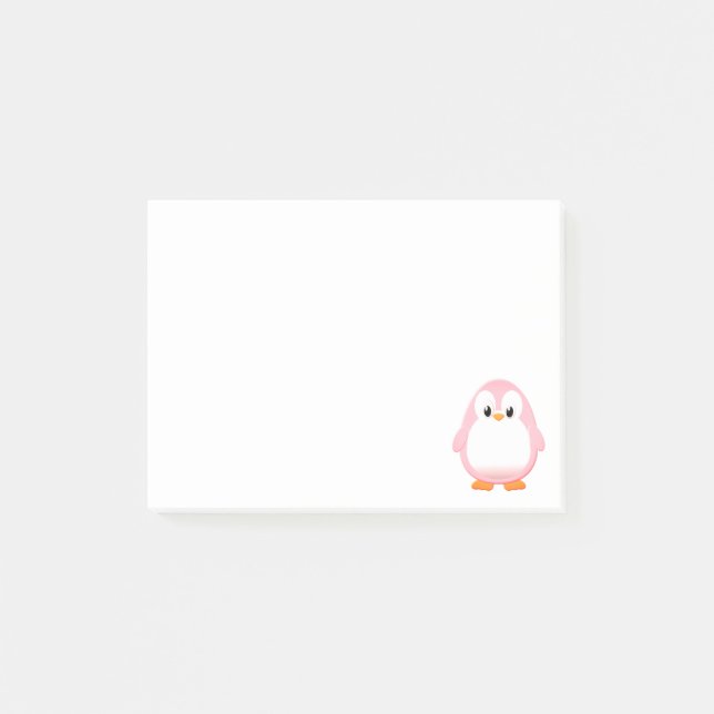 Niedlicher Pink Pinguin Cartoon Custom Post-it Klebezettel (Vorderseite)