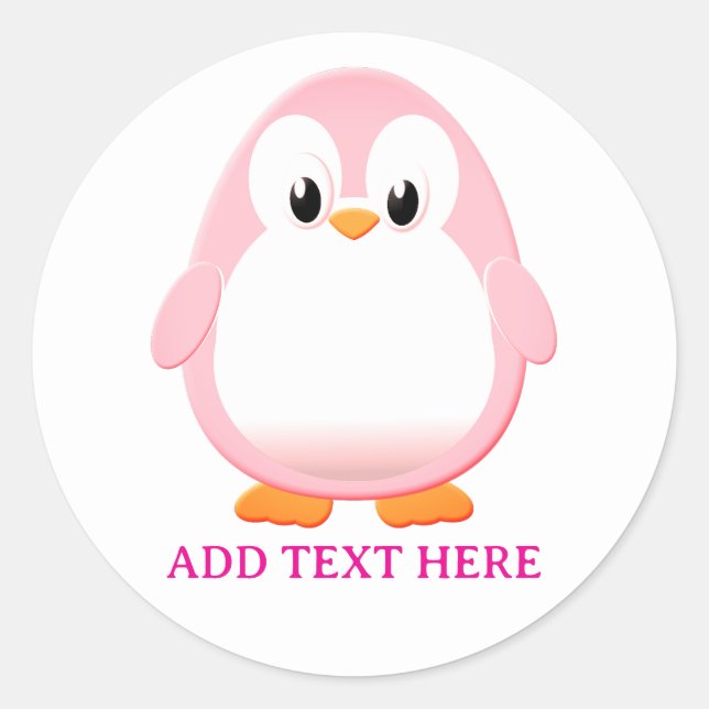 Niedlicher Pink Pinguin Cartoon Custom Runder Aufkleber (Vorderseite)