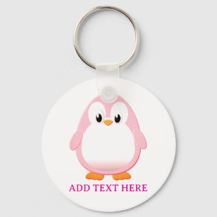 Niedlicher Pink Pinguin Cartoon Custom Schlüsselanhänger