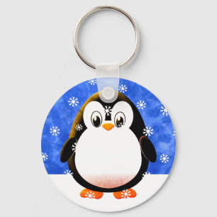 Niedlicher Pink Pinguin Cartoon Schneeflocken Cust Schlüsselanhänger