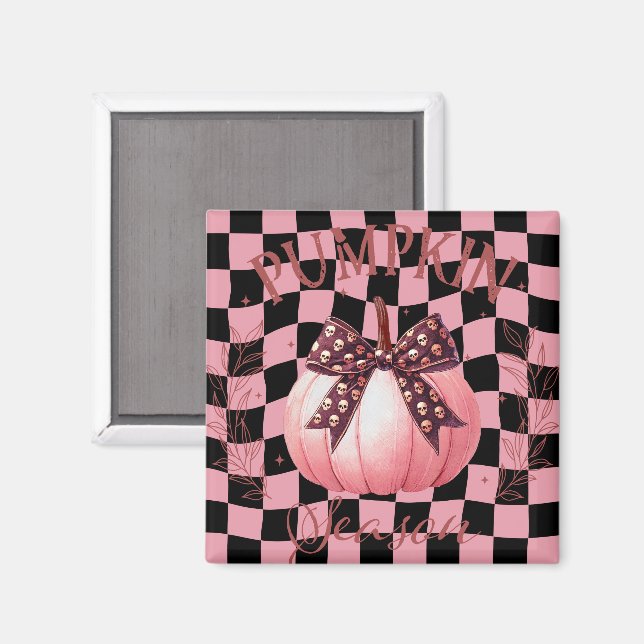 Niedlicher Pink Pumpkin mit Bow Magnet (Vorderseite/Rückseite)