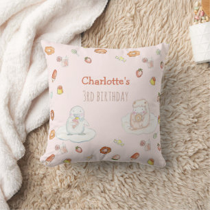 Niedlicher Pink Sheep Dessert Muster Kindergeburts Kissen