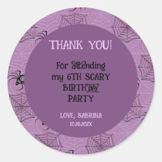 Niedlicher Pink-Spinne Halloween-Geburtstagsticker Runder Aufkleber