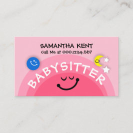 Niedlicher Pink Sun Babysitting Earth Moon Nanny S Visitenkarte
