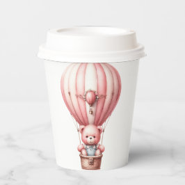 NIEDLICHER PINK-TEDDY-BAR IN HOT-LUFTBALLOON PAPPBECHER