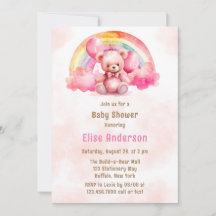 Niedlicher Pink Teddy Bear mit Rainbow Girl Baby S