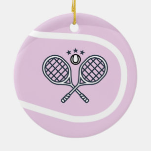 Niedlicher Pink Tennis Ball & Rackets Adorable Gir Keramik Ornament