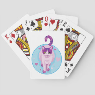 NIEDLICHER PINK UND LILA KATZE IN EINEM HAUTKREIS  SPIELKARTEN