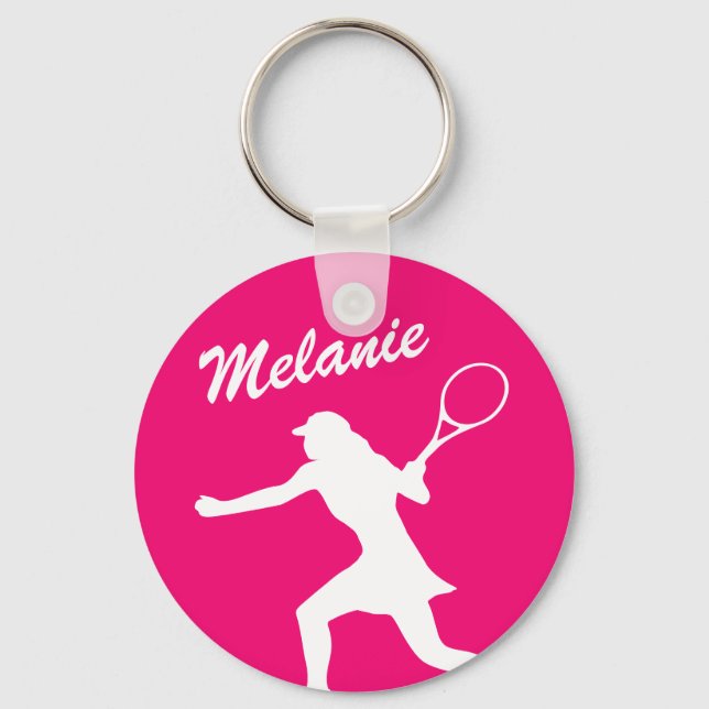 Niedlicher pinkfarbener Silhouette Schlüsselanhäng Schlüsselanhänger (Vorderseite)