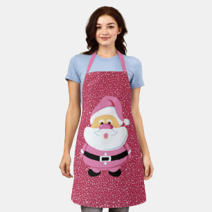 Niedlicher pinkfarbener Weihnachtsmann und Schneef Schürze
