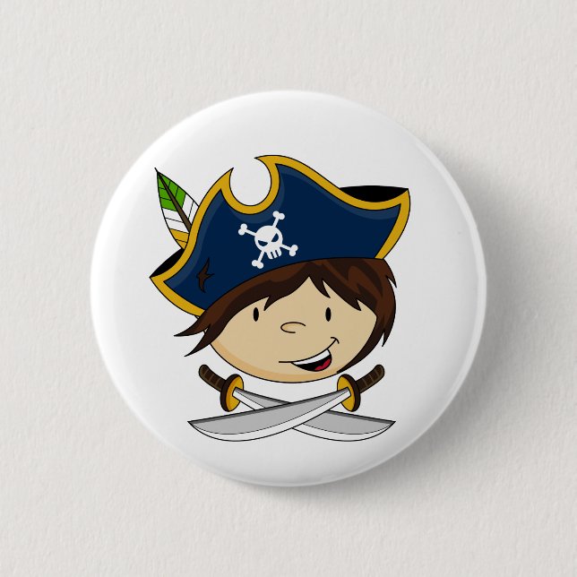 Niedlicher Piraten-Kapitän Button (Vorderseite)