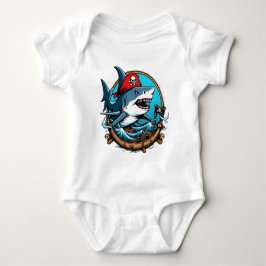 Niedlicher Piratenhai auf dem Schiff Baby Strampler
