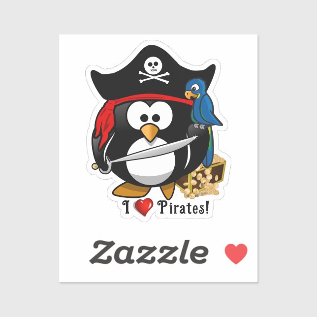 Niedlicher Piratenpinguin mit Papagei Aufkleber (Blatt)