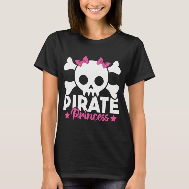 Niedlicher Piratenprinzess Pink Pirate Skull und C T-Shirt (Vorderseite)
