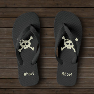Niedlicher Piratenschädel und Kreuzbeine Custom Ah Flip Flops