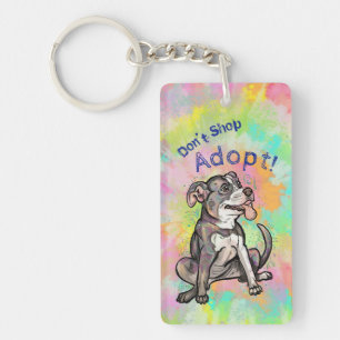Niedlicher Pit Bull "Adoptier!, Shop nicht" Schlüsselanhänger