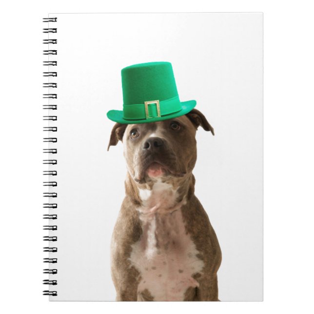 Niedlicher Pit Bull Dog Hat St. Patrick's Day Notizblock (Vorderseite)