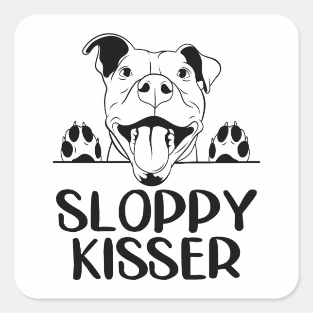 Niedlicher Pitbull Liebe Pittie Pit Bull Welpen Hu Quadratischer Aufkleber (Vorderseite)