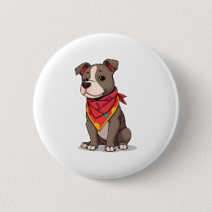 Niedlicher Pitbull mit Bandana Adorable Hund Lover Button