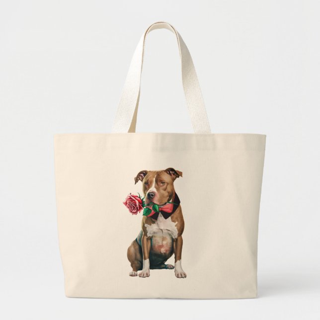 Niedlicher Pitbull Puppy Dog Pittie Liebe Pit Bull Jumbo Stoffbeutel (Vorne)