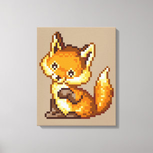 Niedlicher Pixel-KunstFox Leinwanddruck