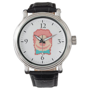 Niedlicher, pixeliger Clown-Gesichtswurfkissen Armbanduhr