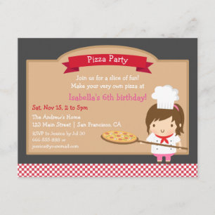Niedlicher Pizza-Koch Girl Geburtstagsparty Custom Einladung