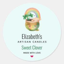 Niedlicher Planer mit Regenbogen und Clover Candle Runder Aufkleber