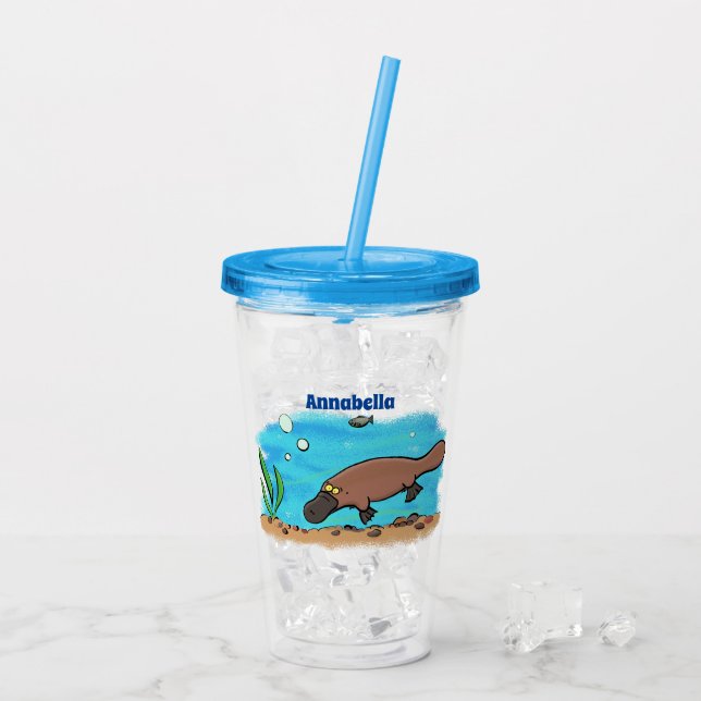 Niedlicher Platypus-Cartoon Acryltrinkbecher (Rückseite Ice)